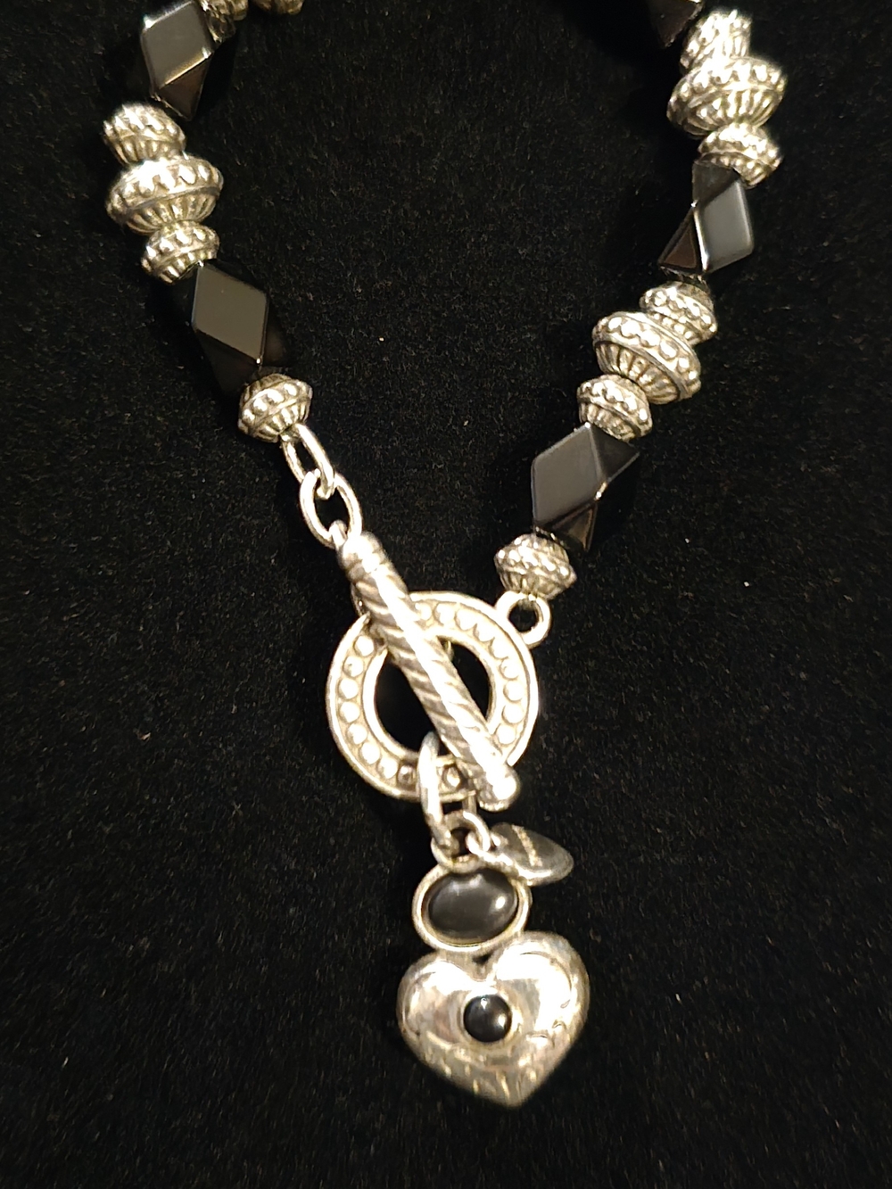 Brighton Black Bead Heart Toggle Bracelet